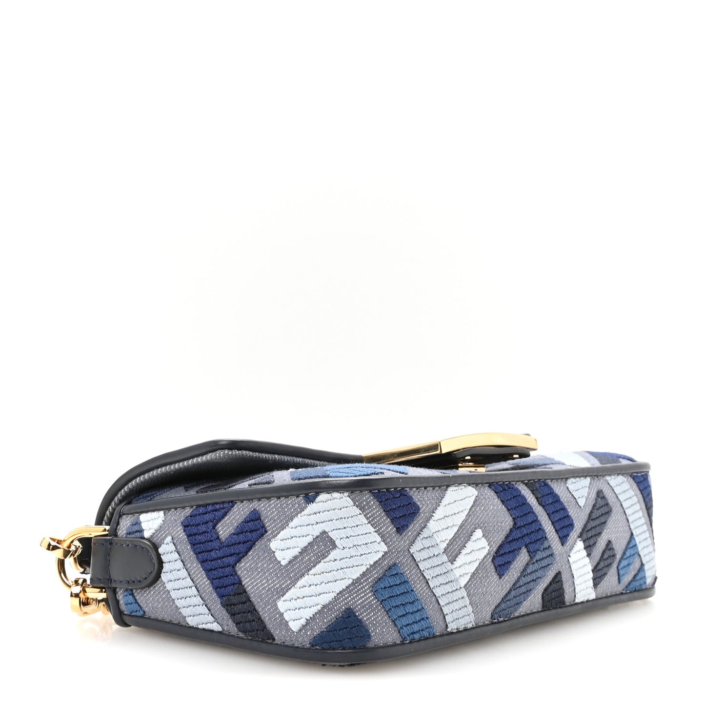 Canvas Vitello King Seta FF Embroidered Mini Baguette Myrtle Multicolor