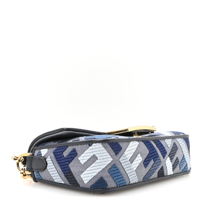 Fendi Canvas Vitello King Seta FF Embroidered Mini Baguette Myrtle Multicolor 4 of 11