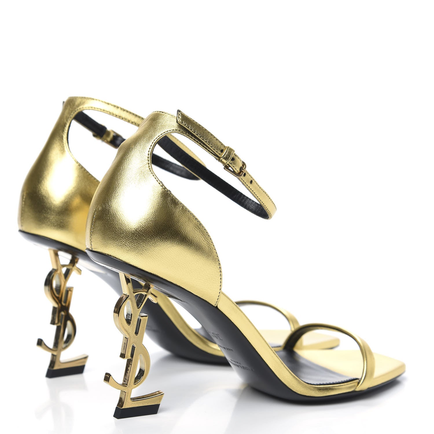 Saint Laurent Calfskin Opyum Sandals 38.5 Oro 4 of 10