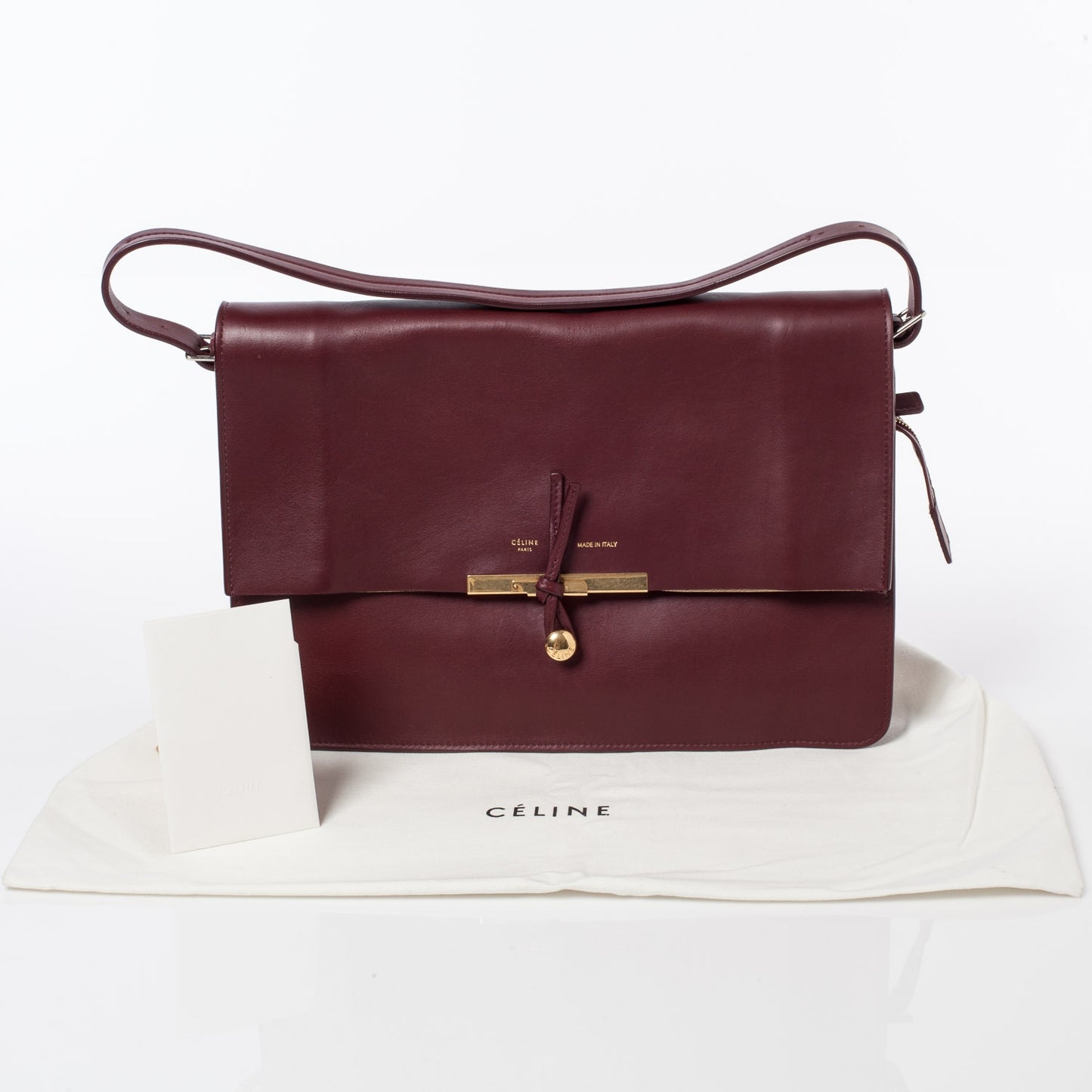 Calfskin Medium Clasp Shoulder Bag Wine