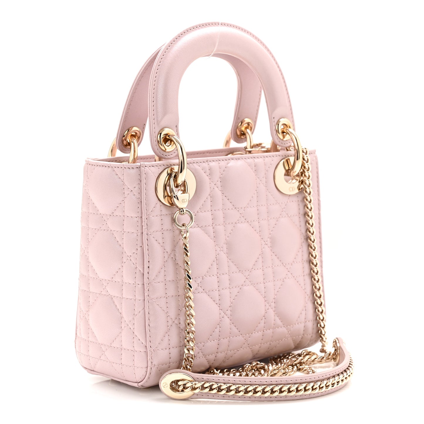 Metallic Lambskin Cannage Mini Lady Dior Lotus
