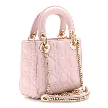 Christian Dior Metallic Lambskin Cannage Mini Lady Dior Lotus 3 of 11