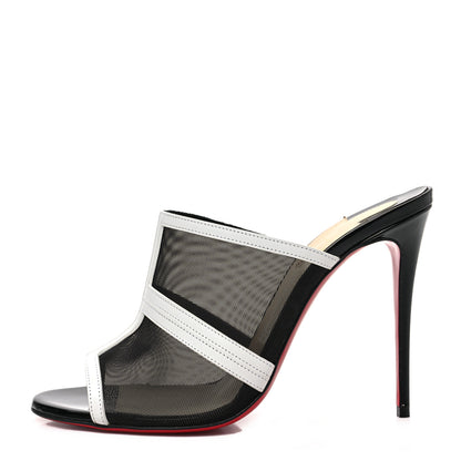 Christian Louboutin Rete Calfskin Interdite 100 Mule 39 Black White 1 of 8