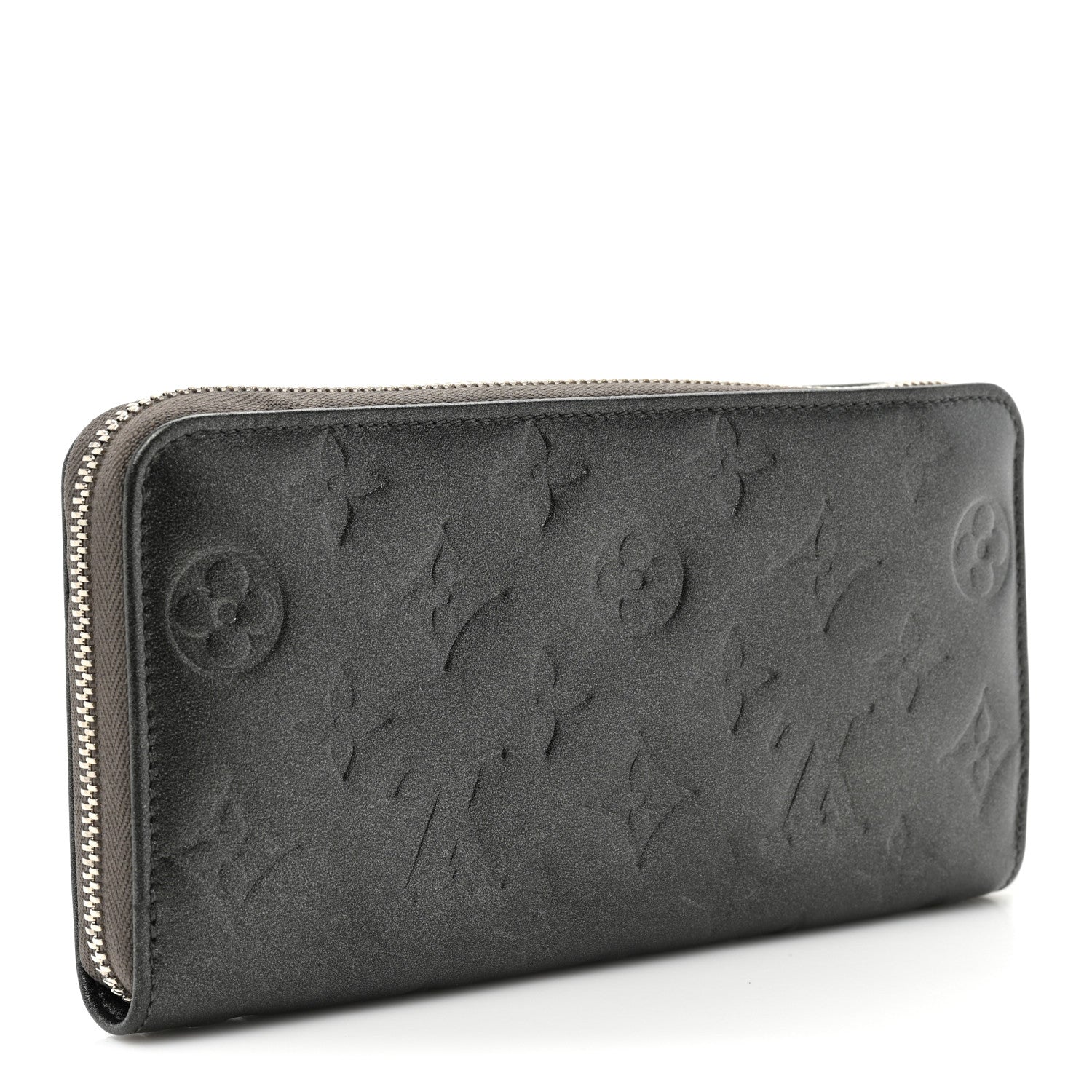 Louis Vuitton Lambskin Embossed Monogram Coussin Zippy Wallet Anthracite 3 of 13