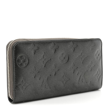 Louis Vuitton Lambskin Embossed Monogram Coussin Zippy Wallet Anthracite 3 of 13