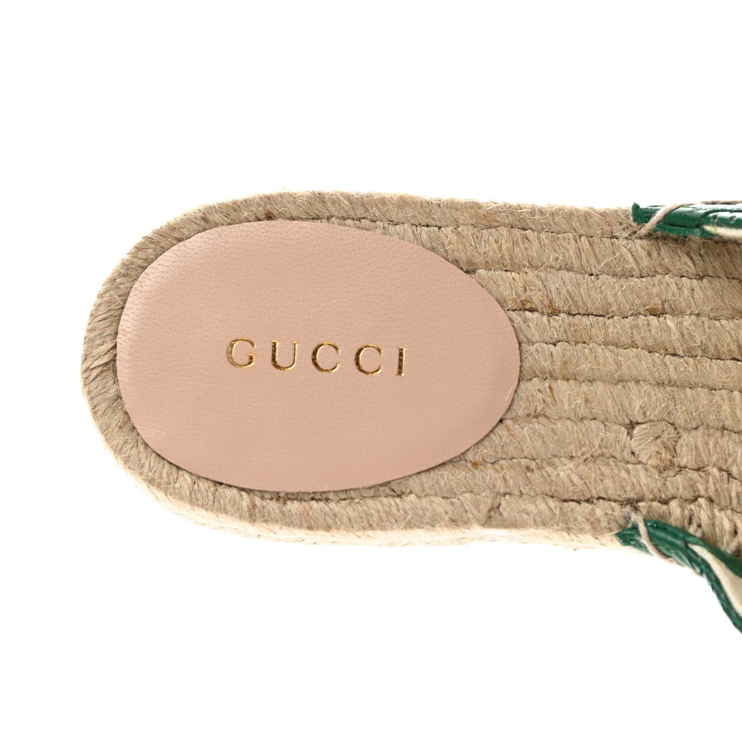 Gucci Malaga Kid Perforated Criss Cross Espadrille Slide Sandals 37.5 Emerald Hibiscus Red 6 of 8