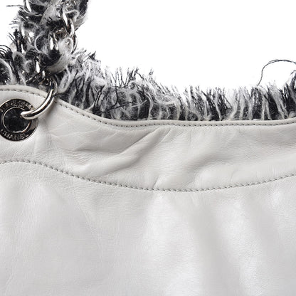 Chanel Tweed Lambskin Drawstring Tweedy Tote White 12 of 16