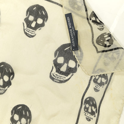 Alexander McQueen Silk Chiffon Skull Scarf Ivory Black 5 of 5