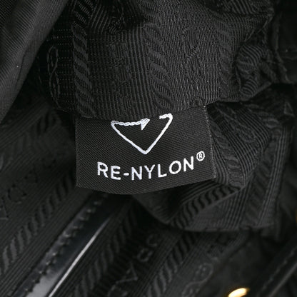Prada Re-Nylon Tessuto Brushed Calfskin Backpack Black 7 of 11