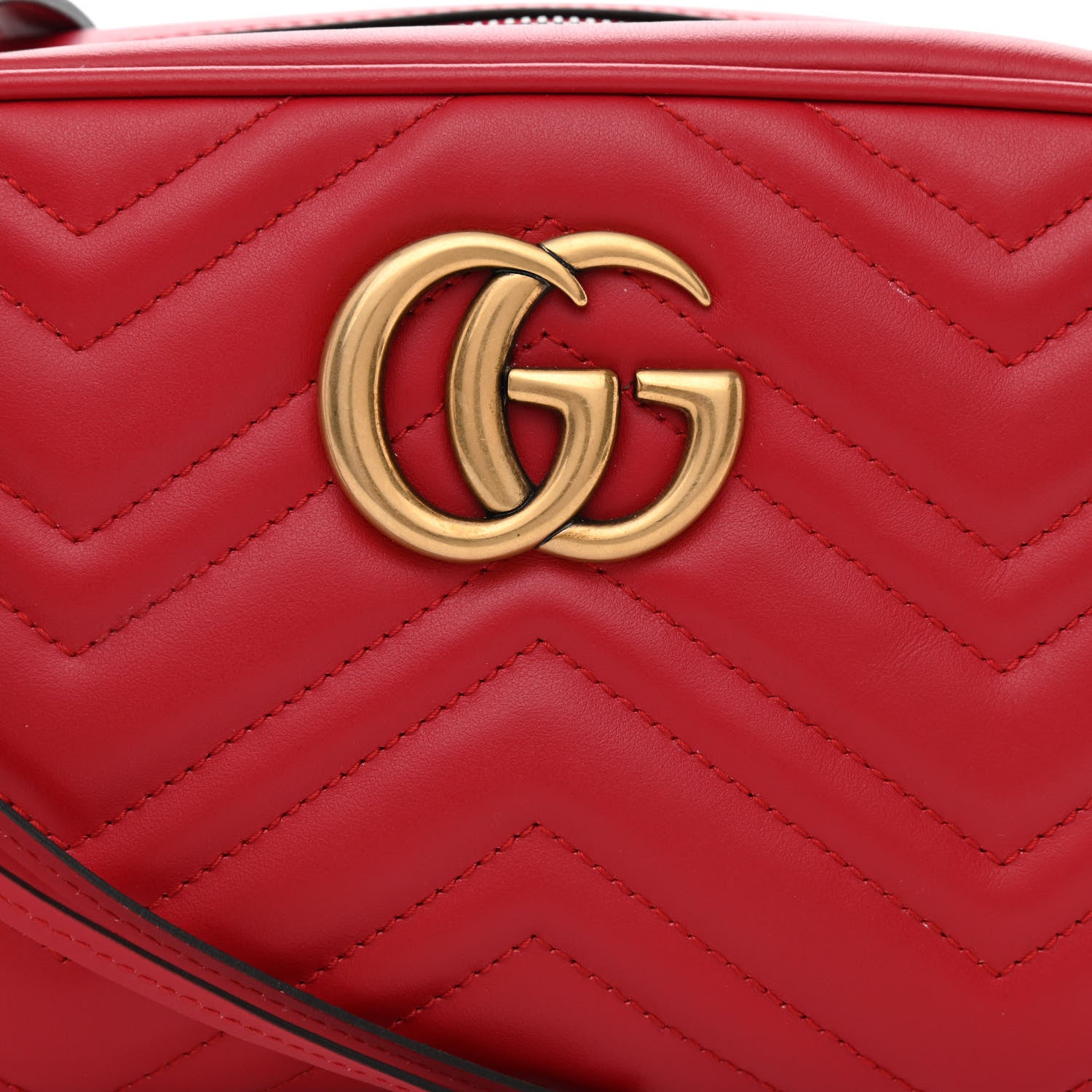 Gucci Calfskin Matelasse Small GG Marmont Chain Shoulder Bag Hibiscus Red 8 of 11