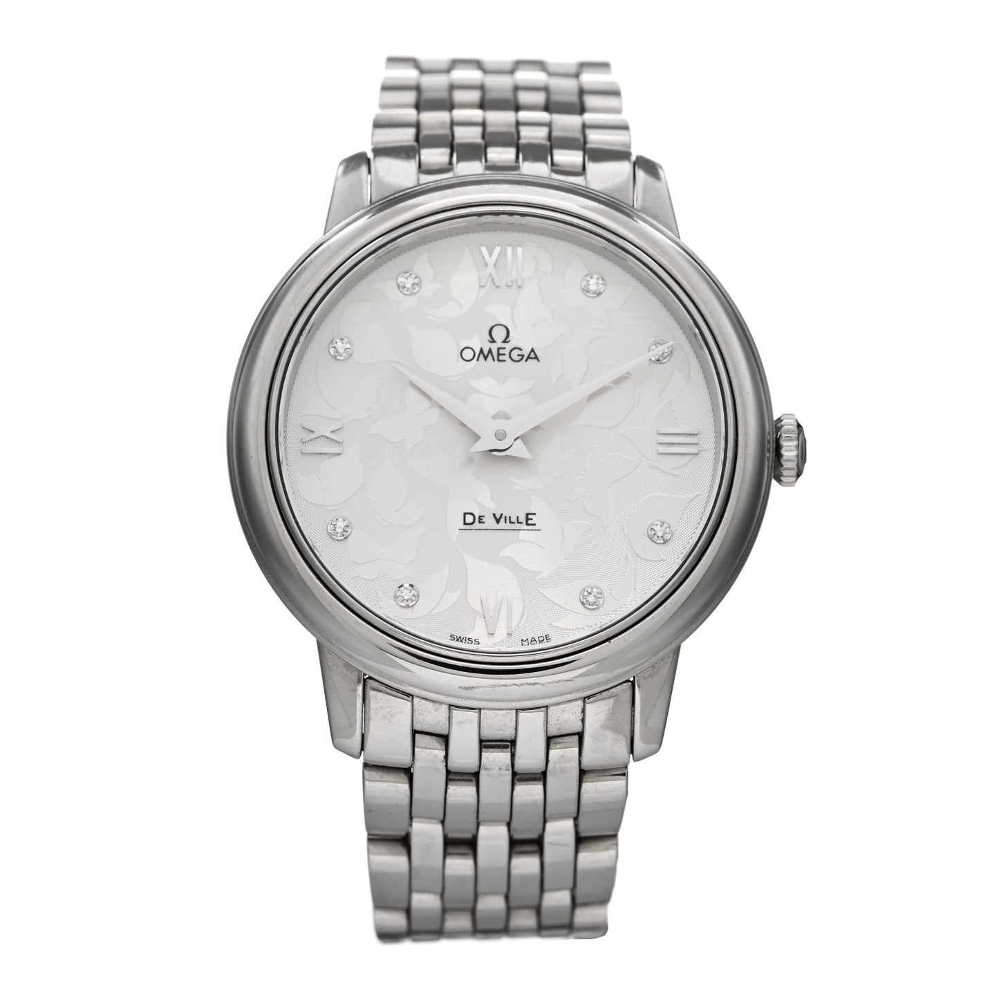 Stainless Steel Diamond 33mm De Ville Prestige Butterfly Quartz Watch 424.10.33.60.52.001