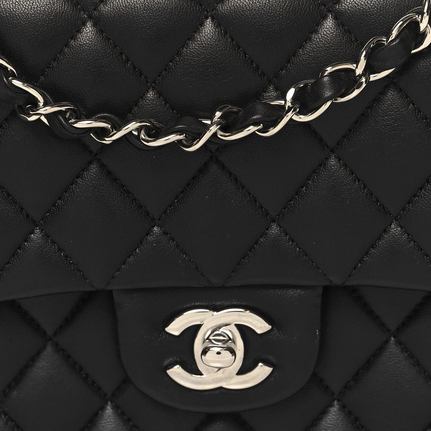 Chanel Lambskin Quilted Medium Double Flap Black 8 of 10