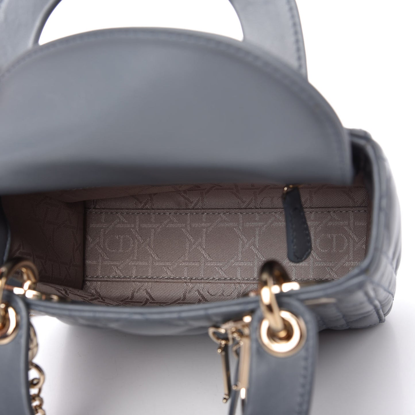 Lambskin Cannage Mini Lady Dior Cloud Blue