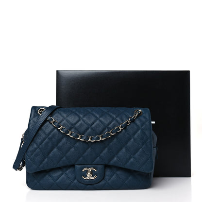 Chanel Caviar Quilted Jumbo Easy Flap Blue 10 of 10