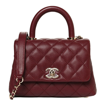 Chanel Caviar Quilted Extra Mini Coco Handle Flap Burgundy 1 of 12