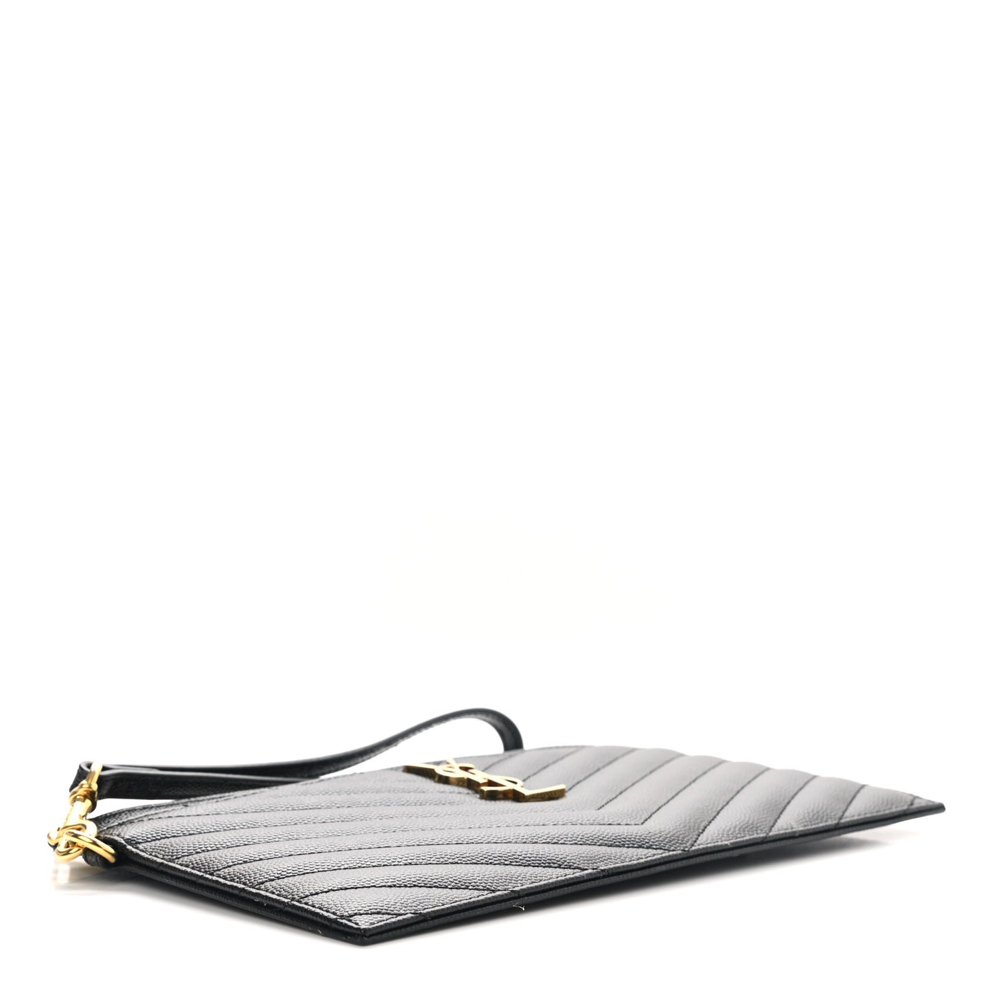 Grain De Poudre Chevron Monogram Large Bill Pouch Black