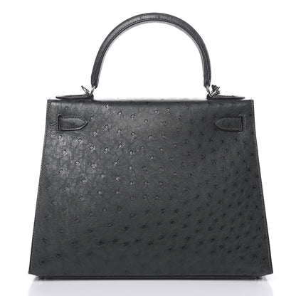 Hermes Ostrich Kelly Sellier 28 Vert Titien 4 of 33