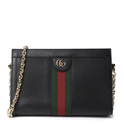 Gucci Calfskin GG Web Small Ophidia Chain Shoulder Bag Black 1 of 10
