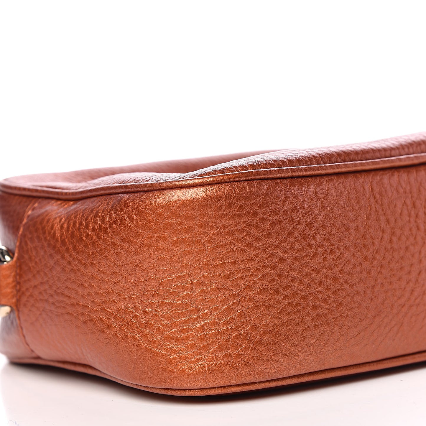 Metallic Pebbled Calfskin Small Soho Disco Bag Burnt Orange