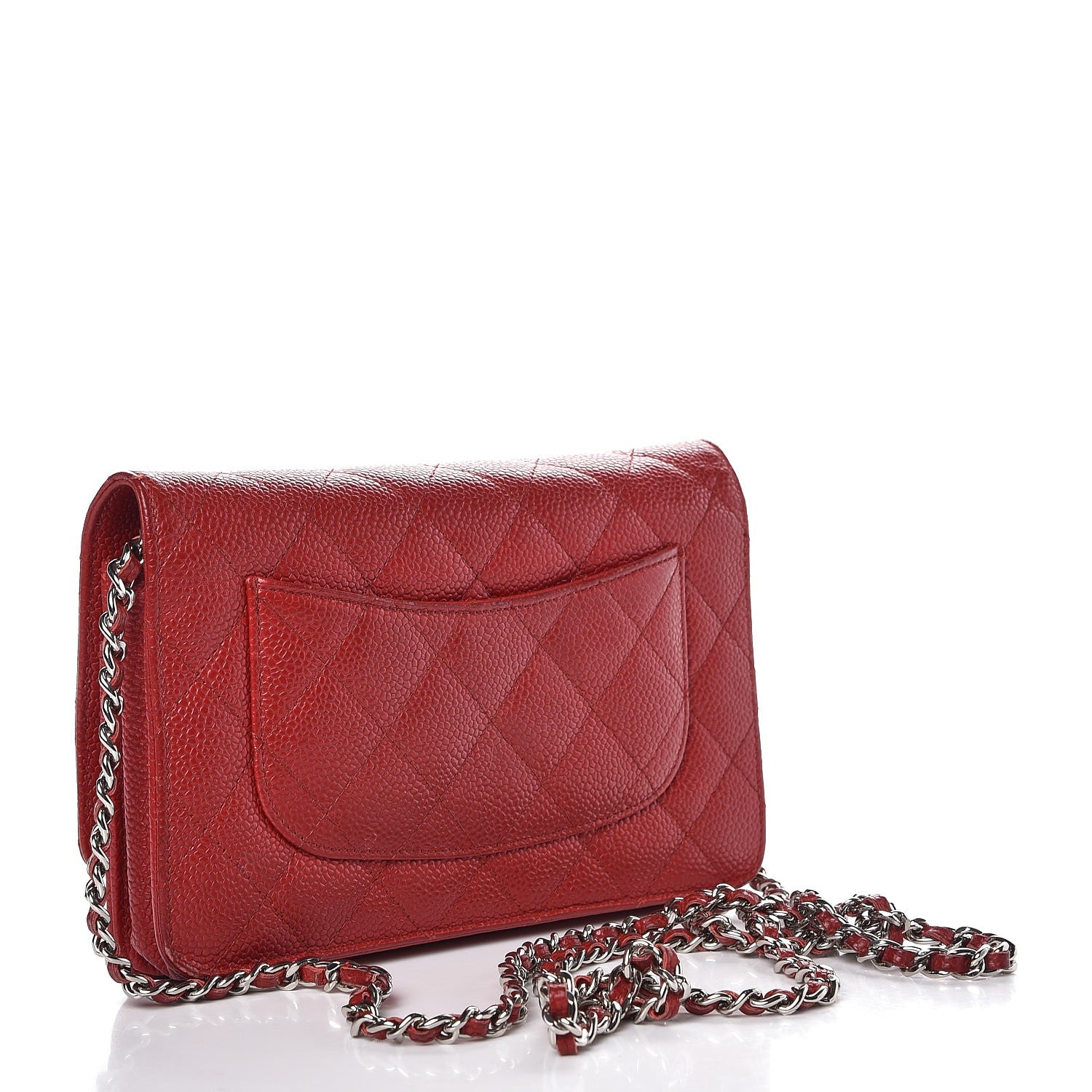 Chanel Caviar Quilted Wallet on Chain WOC Red 3 of 11