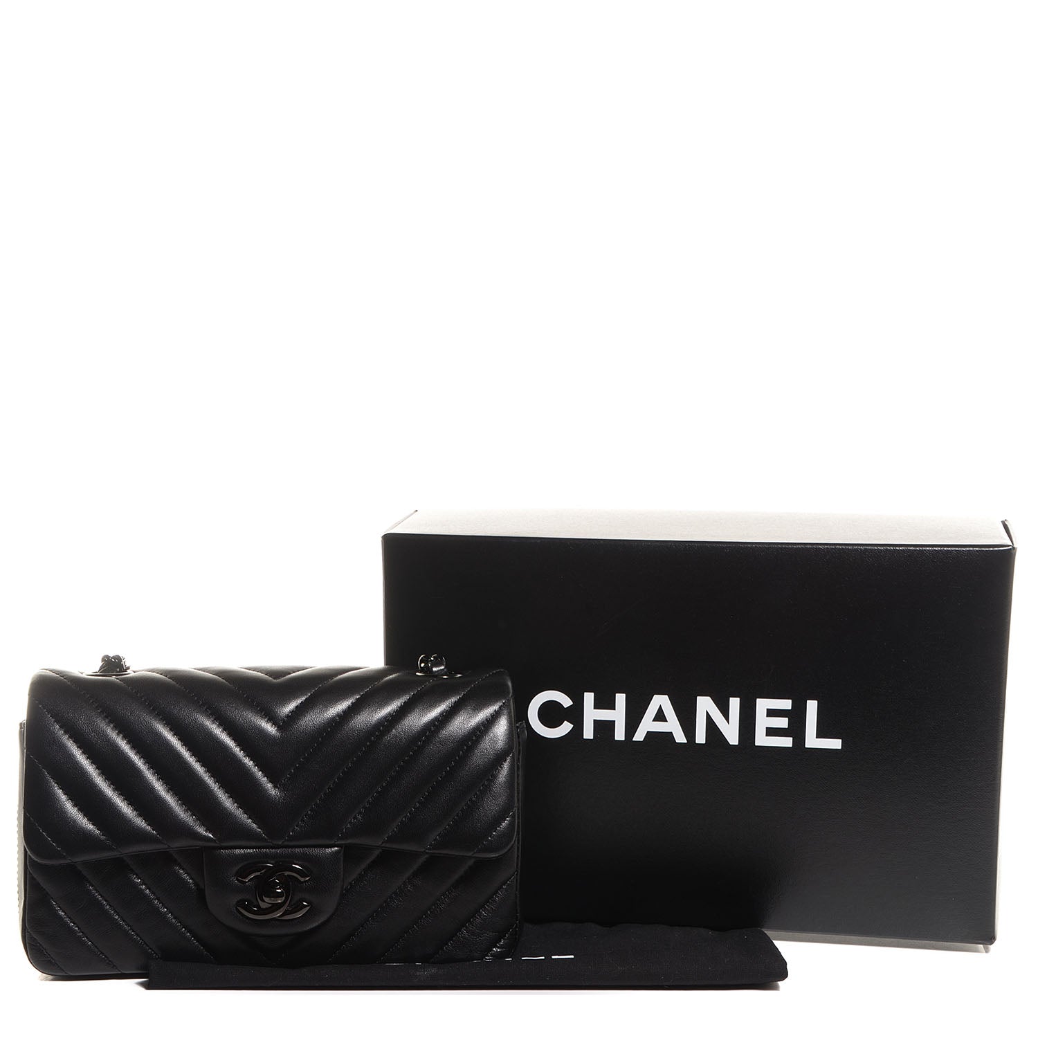 Chanel Lambskin Chevron Quilted Mini Rectangular Flap So Black 5 of 9