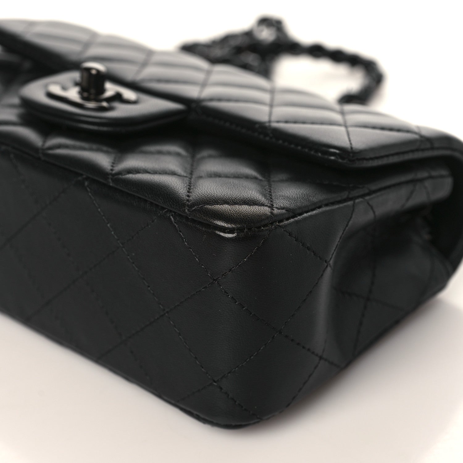 Chanel Lambskin Quilted Mini Rectangular Flap So Black 9 of 10
