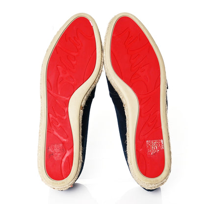Christian Louboutin Canvas Lougalia Appliquéd Cario Loubi Flat Espadrilles 37 Version Blue 5 of 7