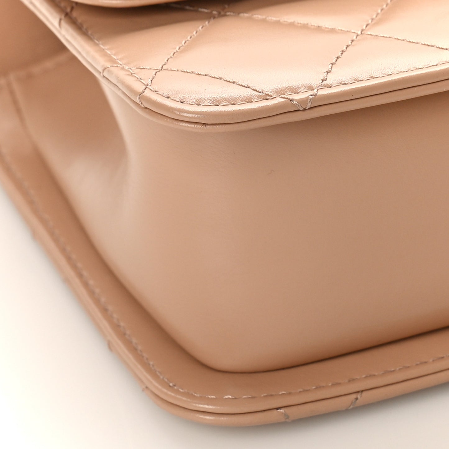 Calfskin Quilted Perfect Fit Flap Beige