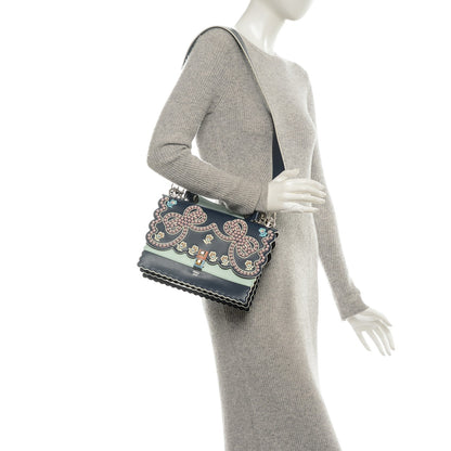 Fendi Vitello Liberty Scalloped Studded Flowers and Bows Kan I Shoulder Bag Amazzonia Multicolor 2 of 6