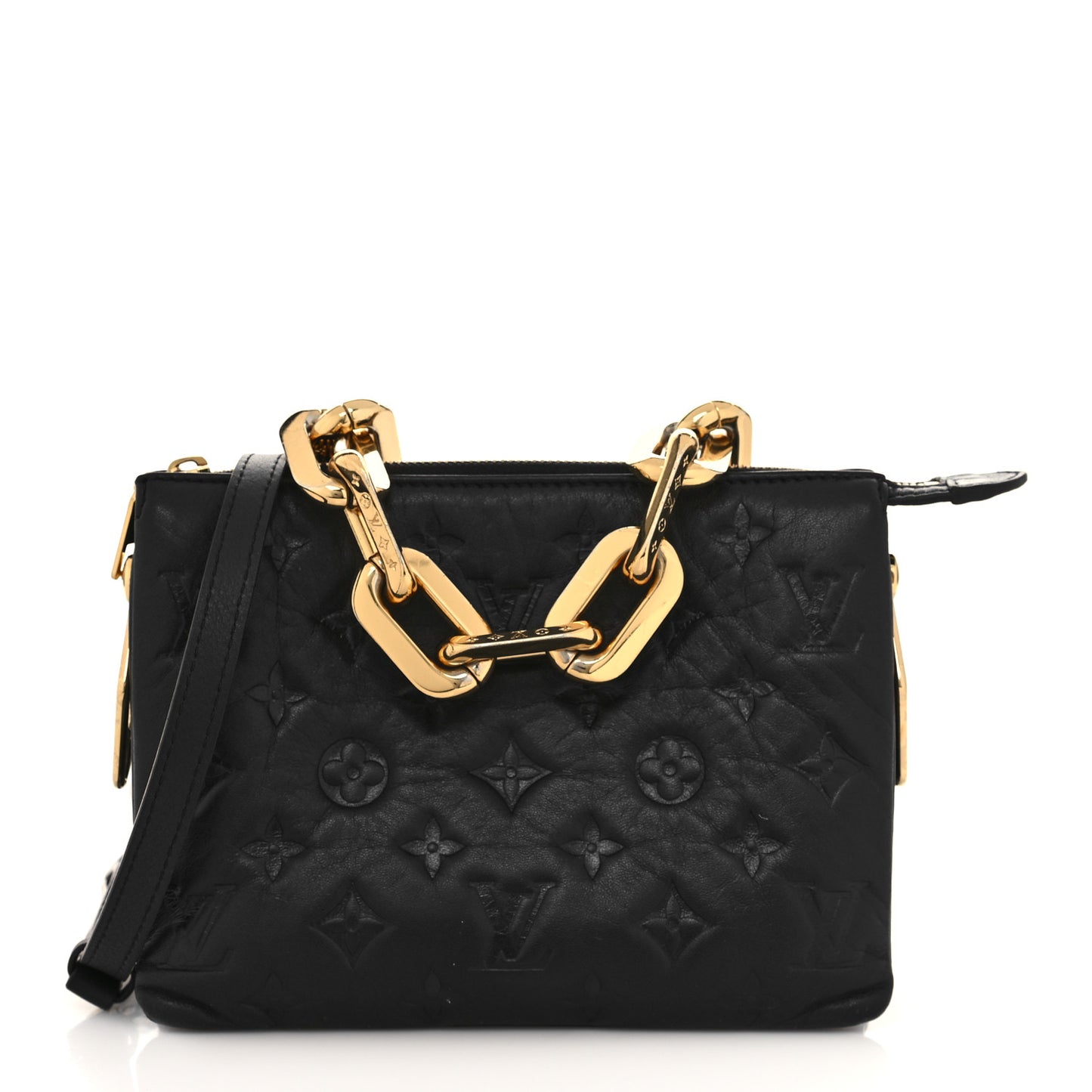 Lambskin Embossed Monogram Coussin BB Black