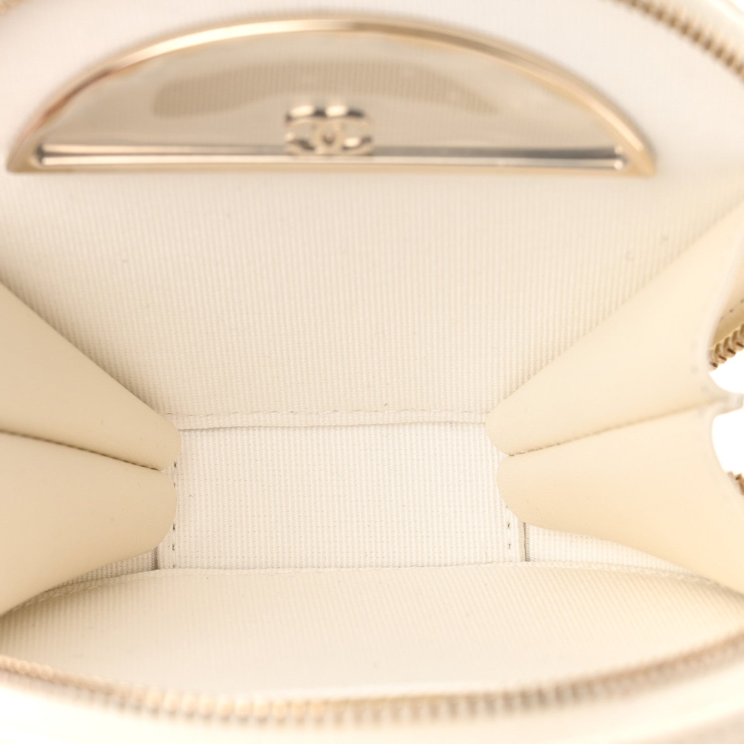 Chanel Caviar Quilted Round Handle With Care Vanity With Chain White 7 of 11