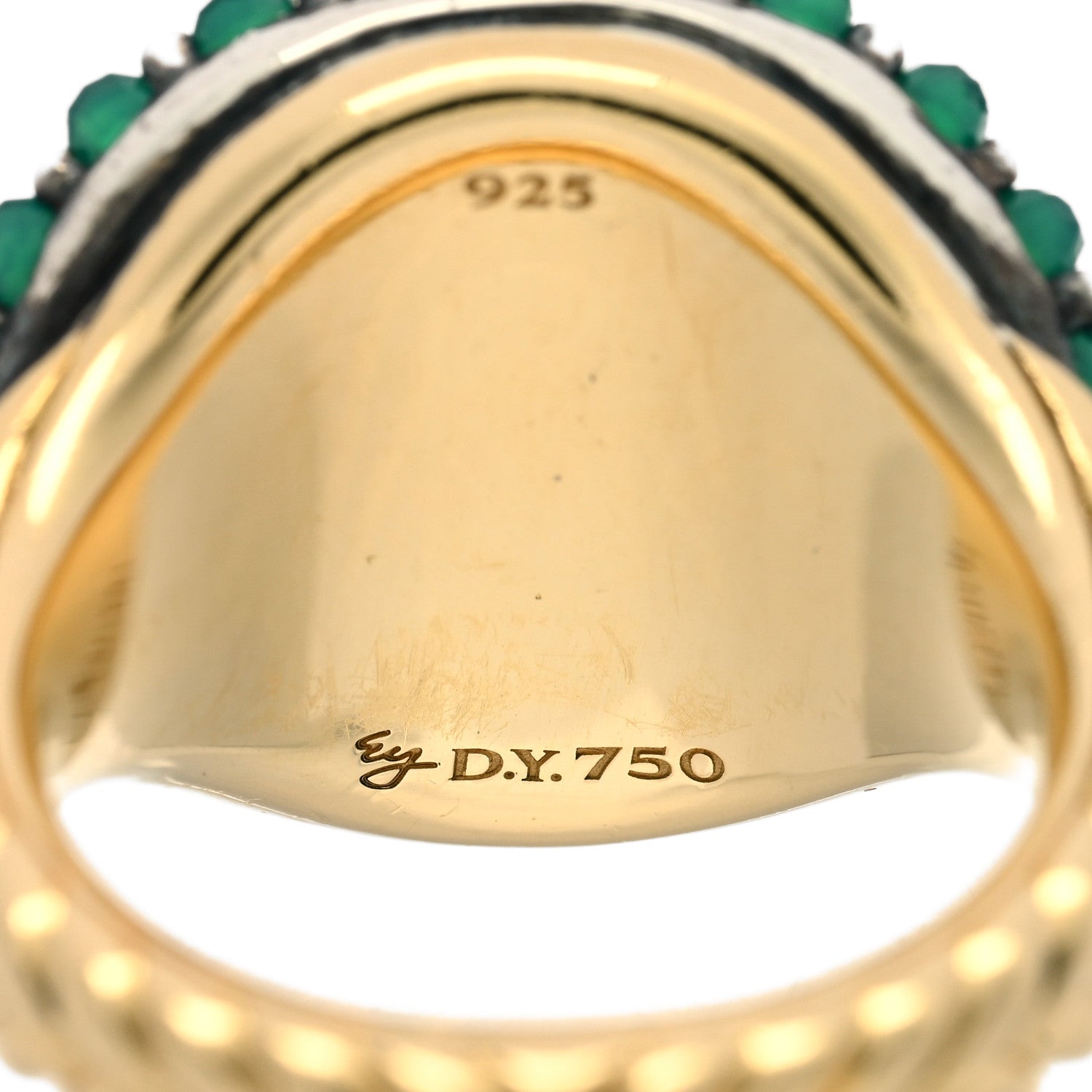 David Yurman 18K Yellow Gold Sterling Silver Green Onyx Osetra Pinky Ring 45 3.25 5 of 5