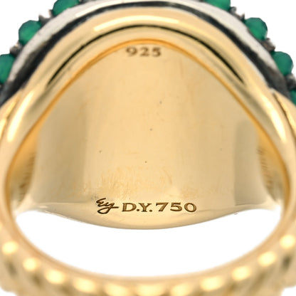 David Yurman 18K Yellow Gold Sterling Silver Green Onyx Osetra Pinky Ring 45 3.25 5 of 5