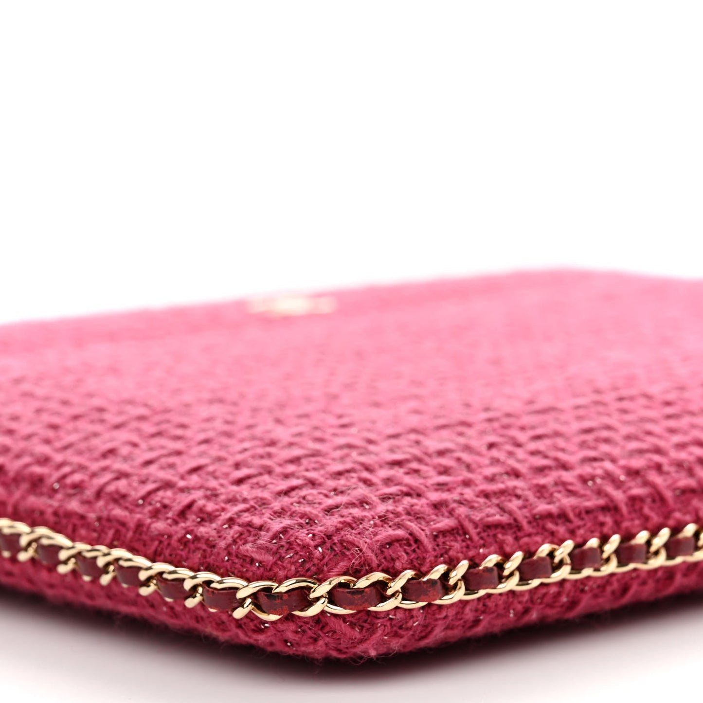 Tweed Chain Around Tablet Holder Crossbody Pink