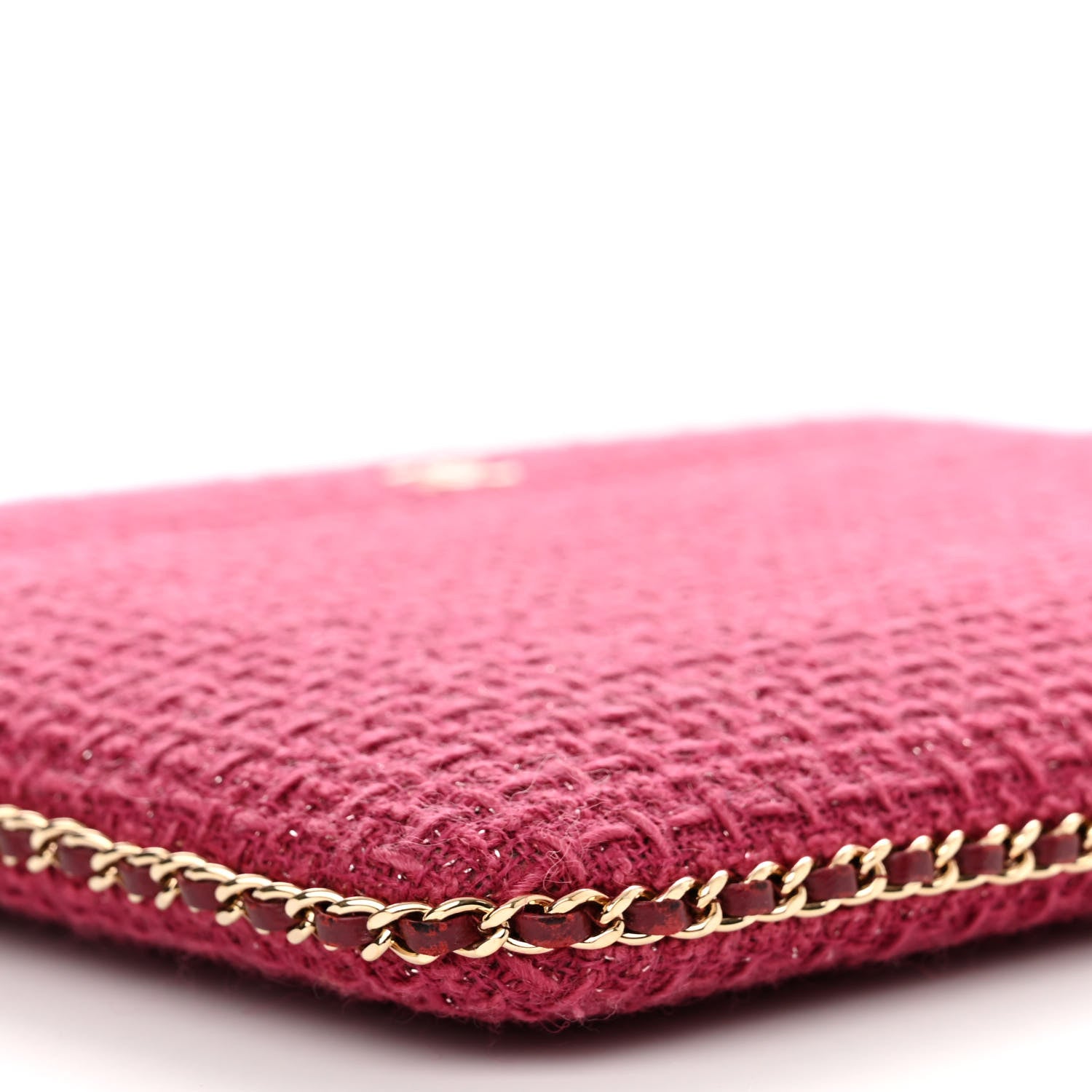 Chanel Tweed Chain Around Tablet Holder Crossbody Pink 10 of 13