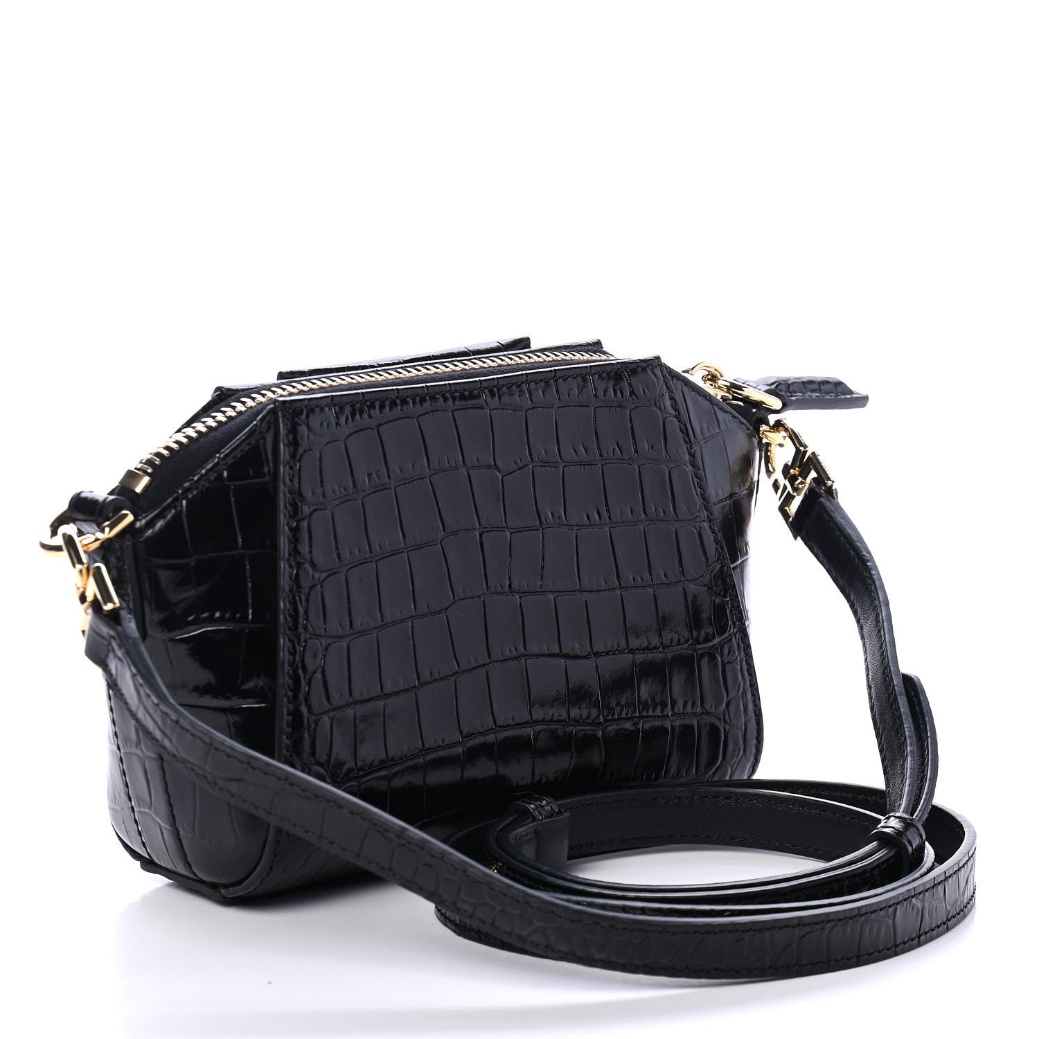 Givenchy Calfskin Crocodile Embossed Nano Antigona Black 2 of 4