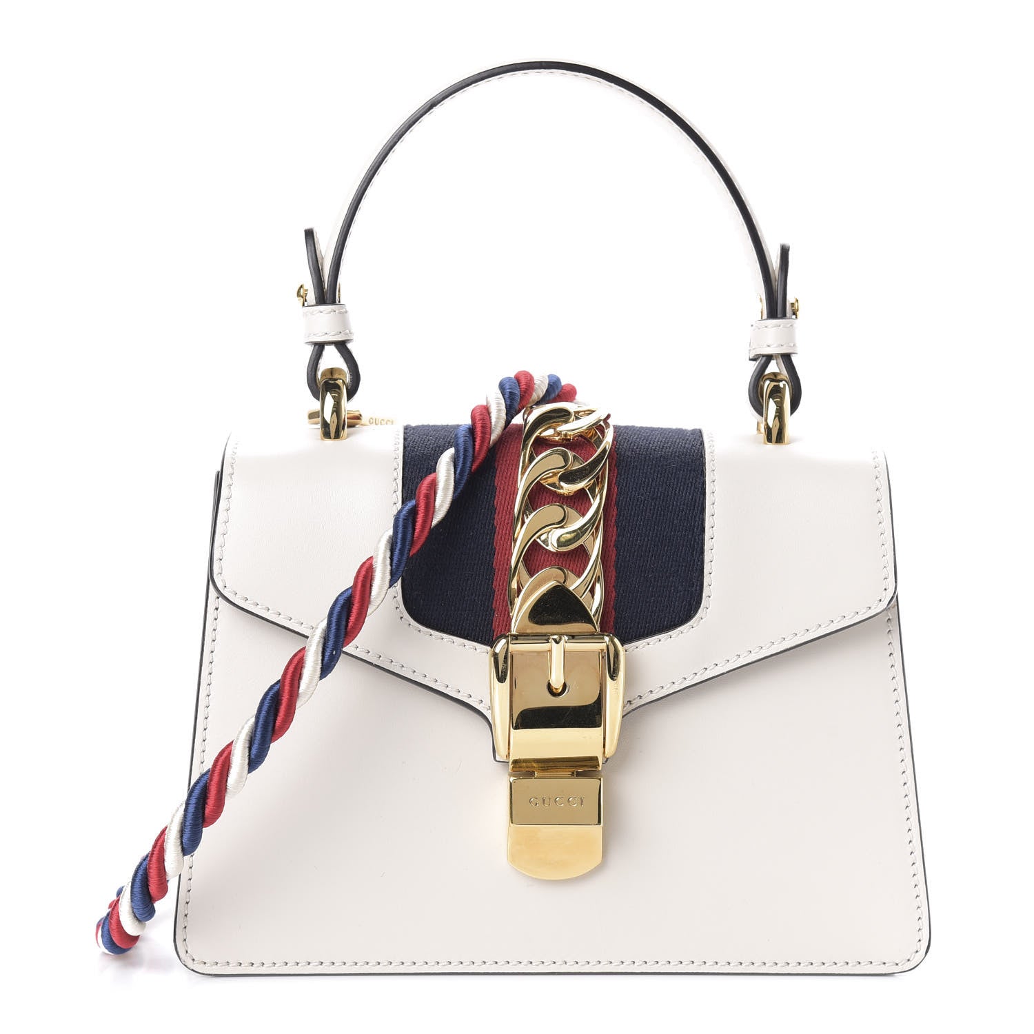 Gucci Calfskin Mini Sylvie Top Handle Bag White 1 of 10