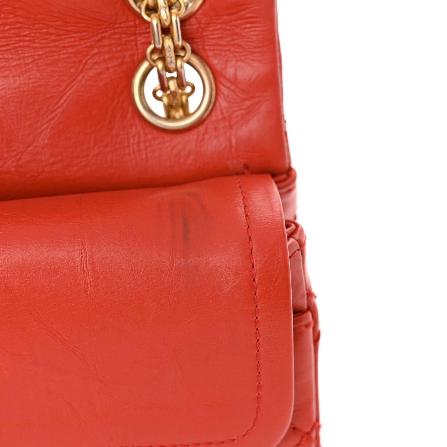 Aged Calfskin Quilted 2.55 Reissue Mini Flap Red