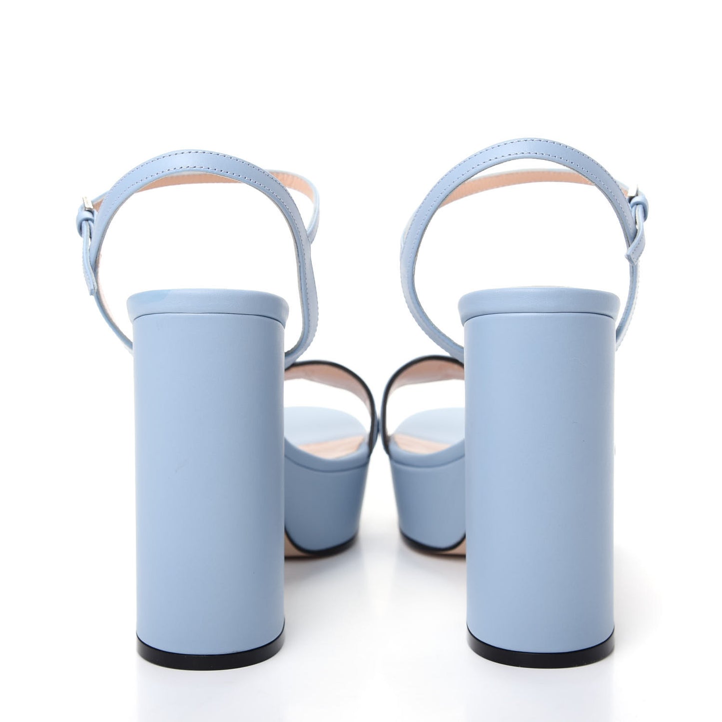 Calfskin GG Marmont Ankle Wrap 30/115mm Platform Sandals 38 Porcelain Light Blue
