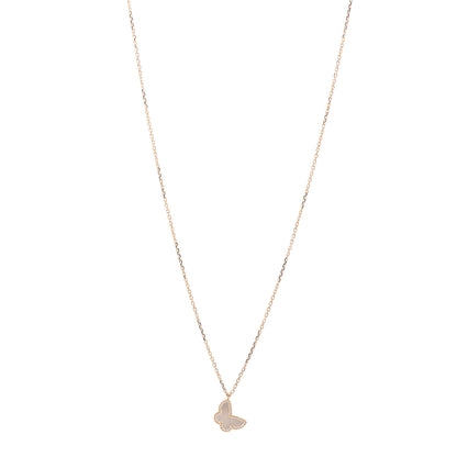 Van Cleef & Arpels 18K Yellow Gold Mother of Pearl Sweet Alhambra Butterfly Pendant Necklace 1 of 4