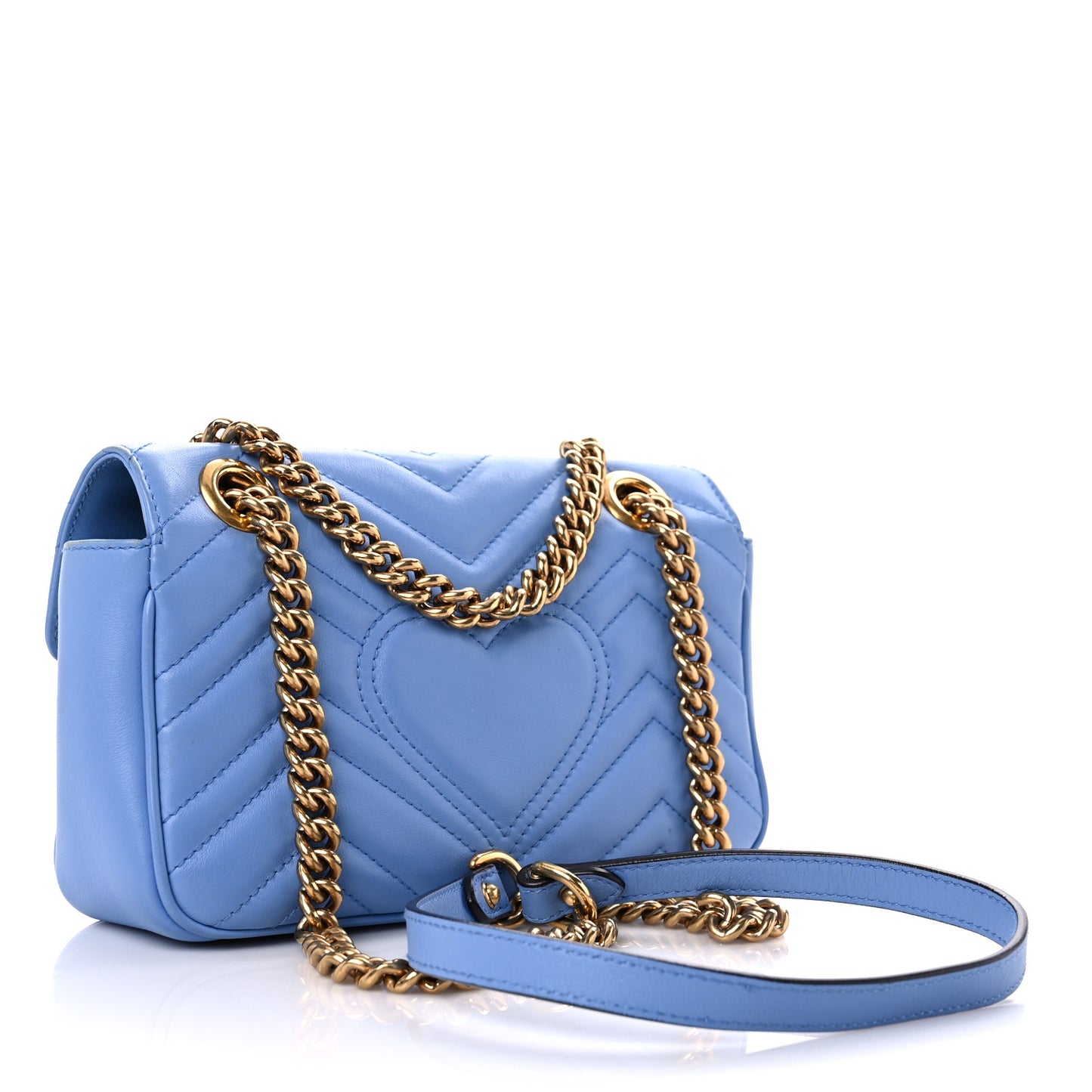Calfskin Matelasse Mini GG Marmont Shoulder Bag Clear Sky Blue
