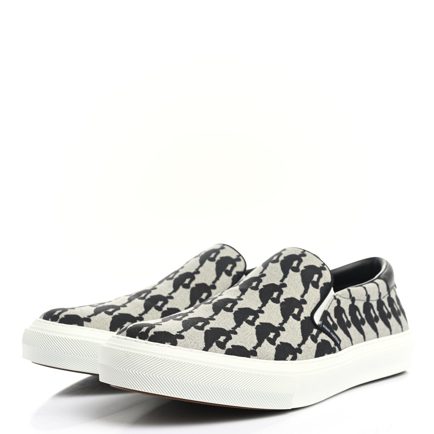 Louis Vuitton X NBA Canvas Logo Trocadero Slip On Sneakers 11 Black White 3 of 9