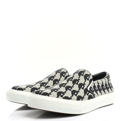 Louis Vuitton X NBA Canvas Logo Trocadero Slip On Sneakers 11 Black White 3 of 9