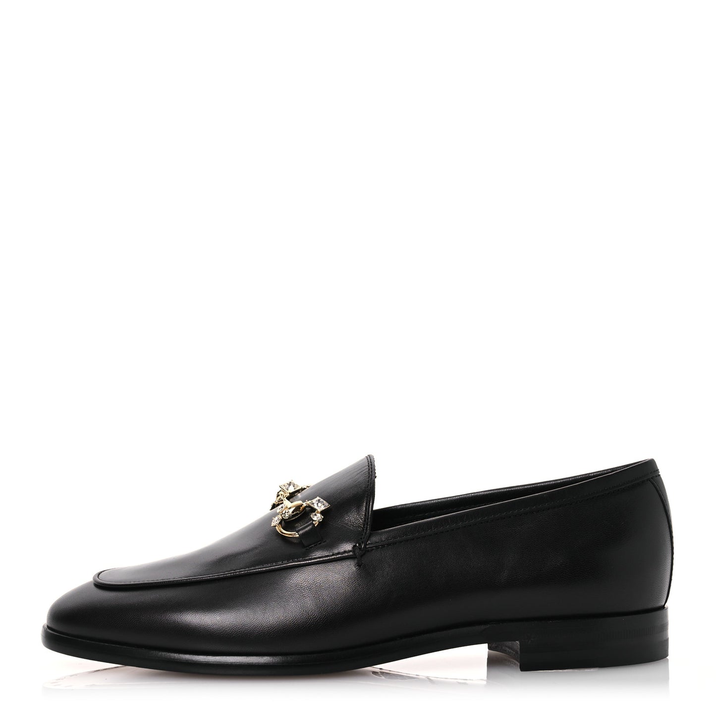 Malaga Kid Crystal Horsebit Womens Jordaan Loafers 38 Black