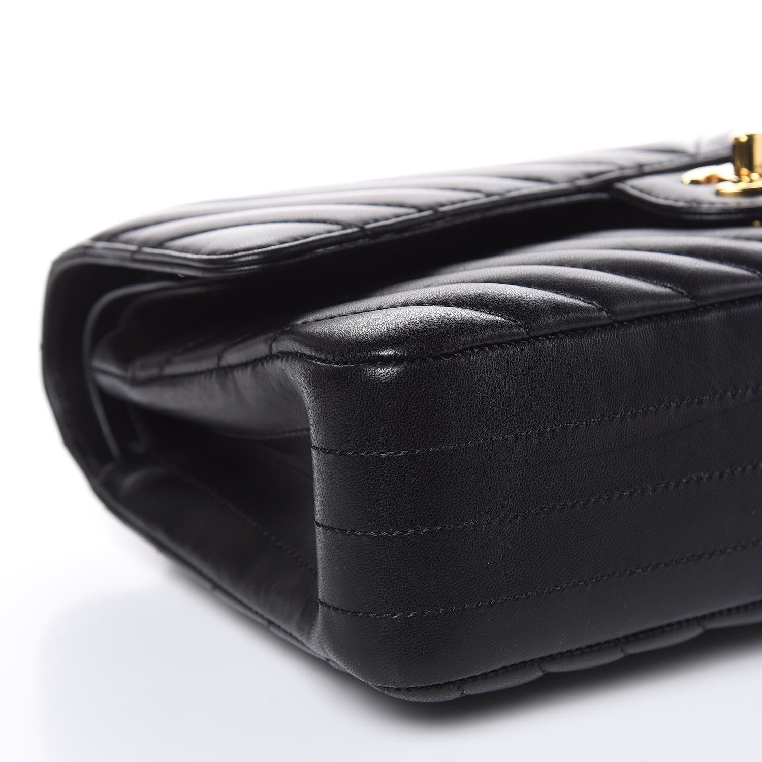 Chanel Lambskin Chevron Quilted Medium Double Flap Black 8 of 17