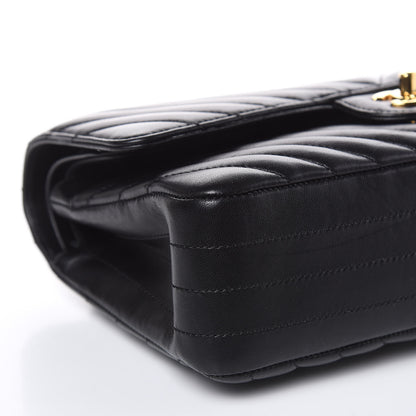 Chanel Lambskin Chevron Quilted Medium Double Flap Black 8 of 17