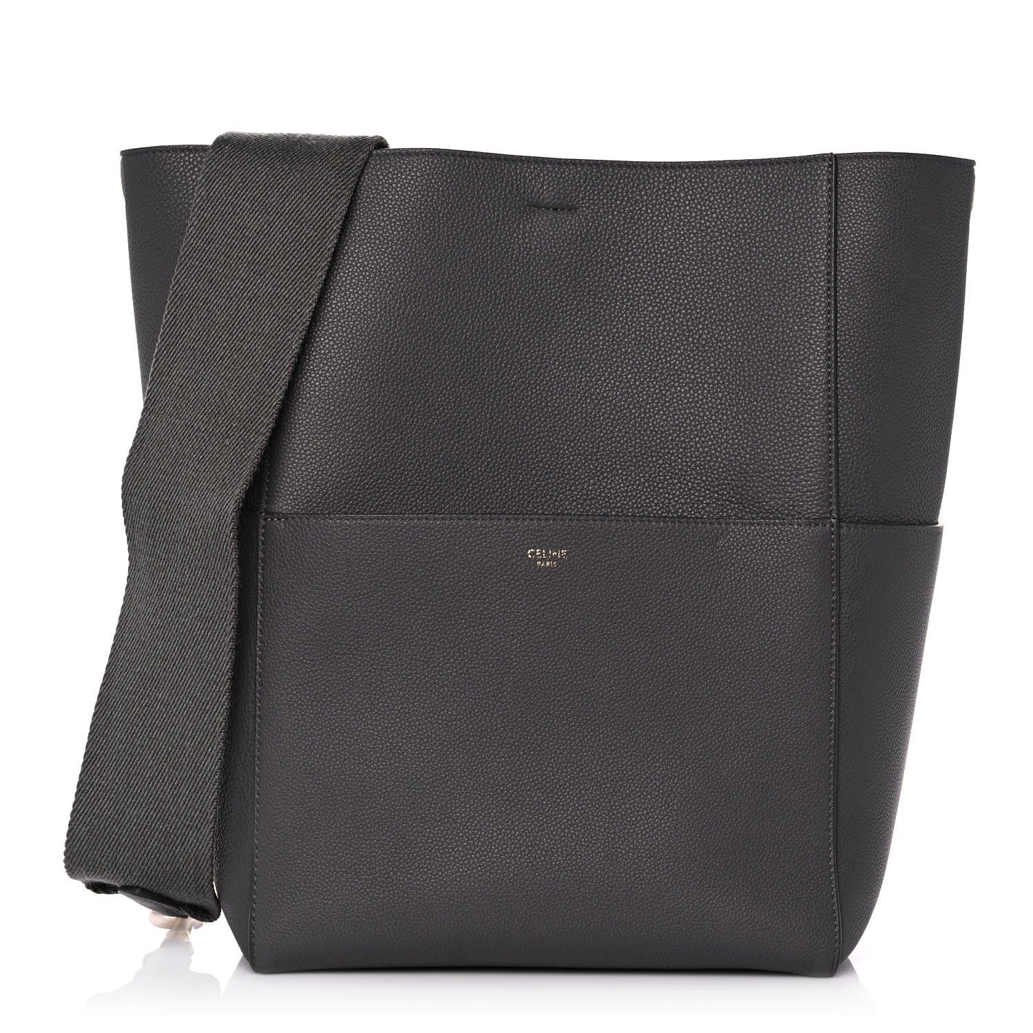 Celine Soft Grained Calfskin Sangle Bucket Bag Grey 1 of 12