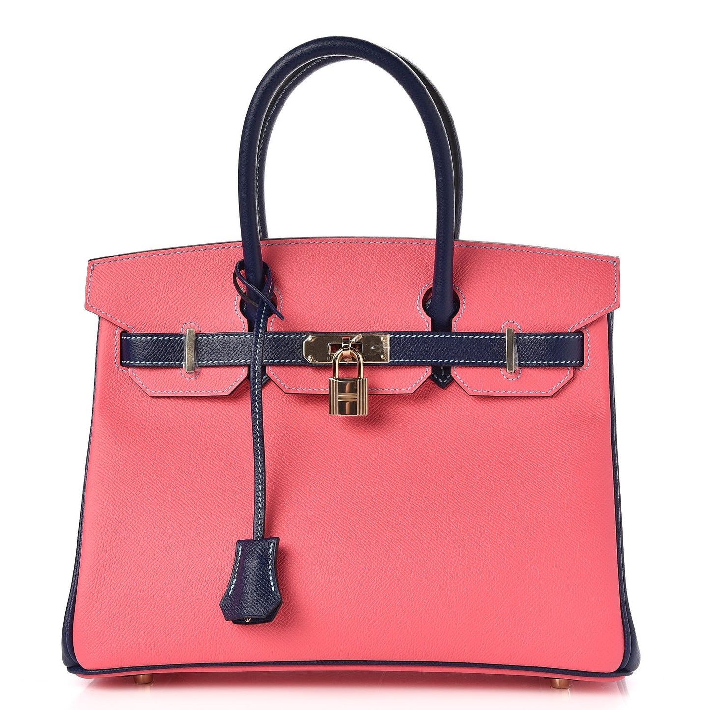 Epsom Horseshoe Birkin 30 Rose Azalee Bleu Saphir