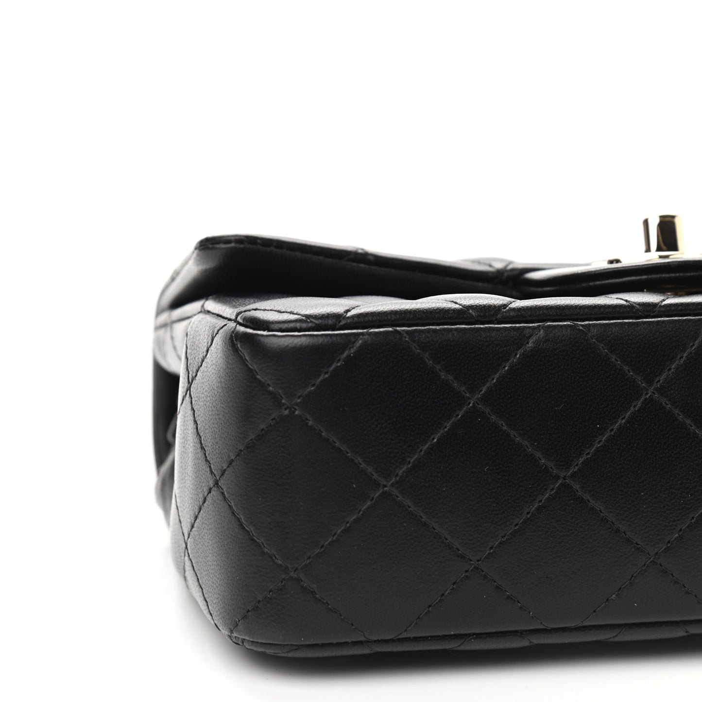Lambskin Quilted Mini Rectangular Flap Black