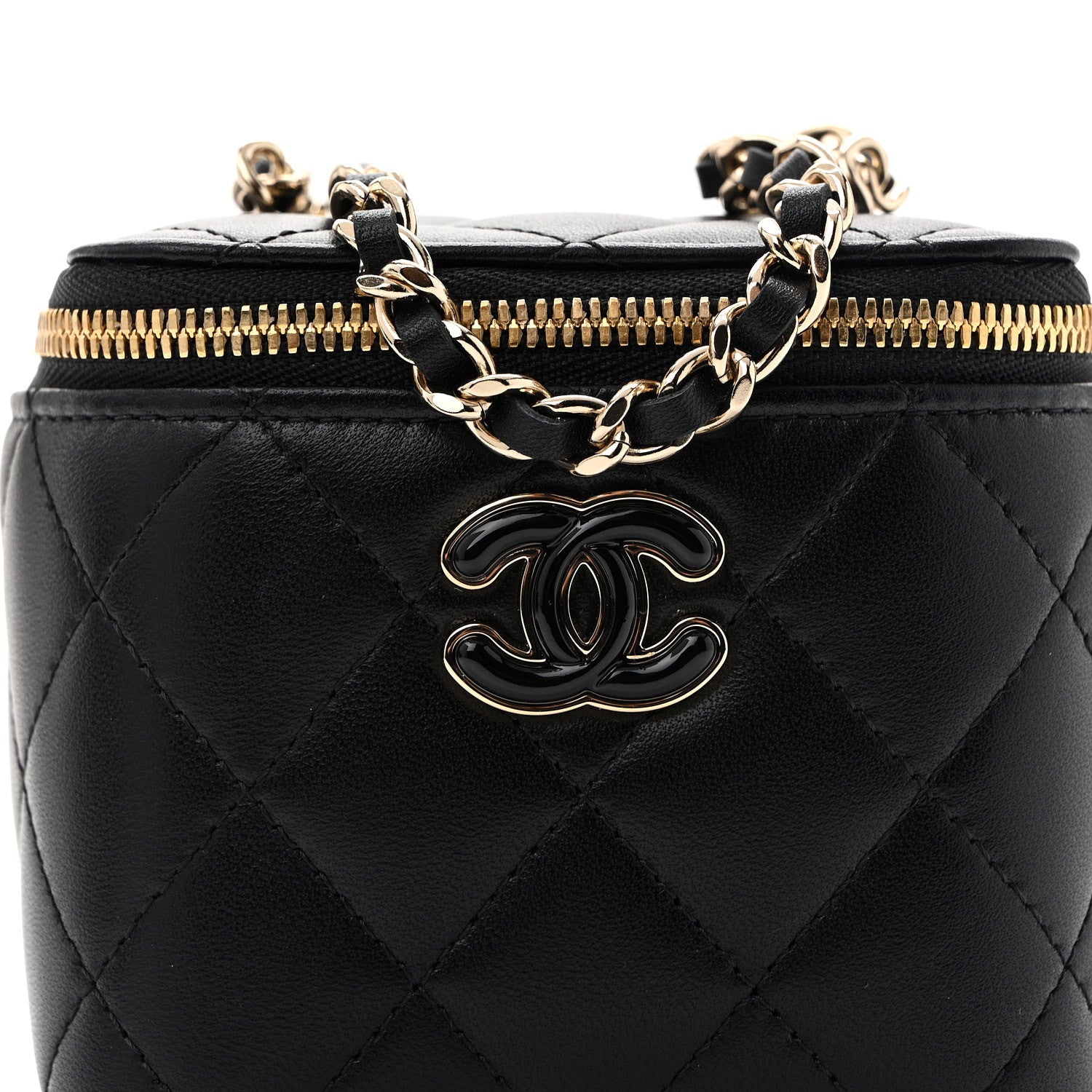 Chanel Lambskin Quilted Mini Enamel Vanity Case With Chain Black 8 of 11